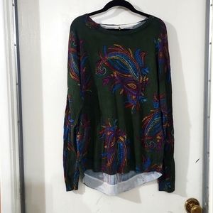 Cable and Gauge Olive Paisley Sweater